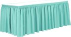 Ultimate Textile Pleat Polyester Fabric Table Skirt - Machine Washable Flame Resistant with Clips for Events, Weddings & Trade Shows, Cut & Sewn in Paterson, NJ - Aqua, 14' Shirred Pleat