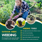 Long Handle Weeding Garden Rake - 2-in-1 Manual Weed Puller Tool with Manganese Steel Head Stand Up Weeder Remover for Lawn Yard Patio Heavy Duty Hand Rake Hoe Combo for Dandelion Removal