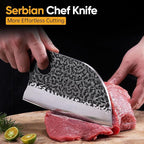 Butcher Knife Set, 3PCS Hand Forged Meat Cleaver, Sharp Serbian Chef Knife & Kitchen Knives & Viking Knives Set for Meat Cutting, Boning Knives for Home、Camping、BBQ Gifts Idea Men