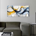 Abstract Office Artwork Wall Decor - Blue Canvas Art Wall Decor for Living Room - Modern Wall Art for Bedroom Size 20" x 40"