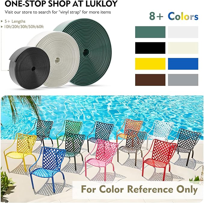 LukLoy 2" Wide 60ft Long Vinyl Straps for Patio Chairs Repair DIY + 60 Rivets, Replacement Straps for Lawn Chairs Patio Garden Balcony Outdoor Lounge Dining Furniture Repair, Driftwood