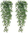 BLEUM CADE Fake Hanging Plants, 2pcs Artificial Hanging Potted Plant, Faux Mandala Vines Hanging Plant Greenery for Wall Shelf Home Living Room Indoor Outdoor Decor