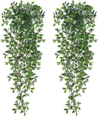 BLEUM CADE Fake Hanging Plants, 2pcs Artificial Hanging Potted Plant, Faux Mandala Vines Hanging Plant Greenery for Wall Shelf Home Living Room Indoor Outdoor Decor