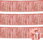 3 Pack 10 Long Rose Gold Metallic Foil Fringe Garland Wall Hanging Tassle Banner, Mother's Day, Easter, Parade Floats, Birthday, Theme Party, Wedding Party Decorations