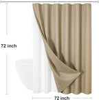 3 in 1 Shower Curtain Set, Beige Waffle Shower Curtain and PEVA Liner Set with 12 Stainless Steel Shower Curtain Hooks, Tan Waterproof Fabric Shower Curtains for Bathroom, 72 W x 72 H