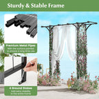 Moccha Garden Arbor, 6.8FT Metal Arbor Trellis for Climbing Plants, Roses, Vines, Outdoor Pergola with Trellises & Extended Roof, Garden Arch for Wedding Ceremony Decoration Lawn Patio Archway