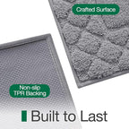 LUMI Bathroom Rugs, Ultra Soft Absorbent Bath Mat for Shower, Non Slip Washable Bath Rugs with Rubber Backing, Microfiber Plush Quick Dry Floor Mat for Bathtub, Floor, Grey, 17x30
