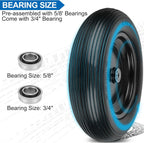 4.00-6 Flat Free Wheelbarrow Tires and Wheels, 13 Inch Wheelbarrow Tires with 5/8" or 3/4" Bearings, 1.75'' Centered Hub Hand Truck Solid Wheels Replacement for Hand Trucks, Dolly Trolleies