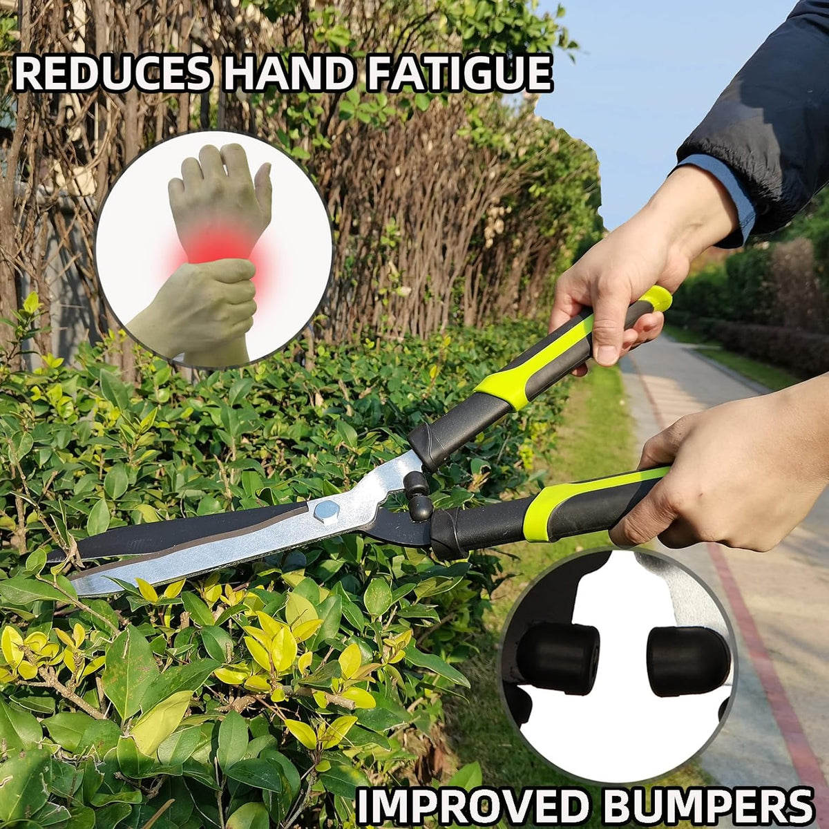 Hedge Clippers Shears Hedge Shears for Trimming Borders, Garden Tools Hedge Clippers, Bush Cutters Trimmer with Sharp Wavy Blades, Garden Shears for Hedges (19 Inch)