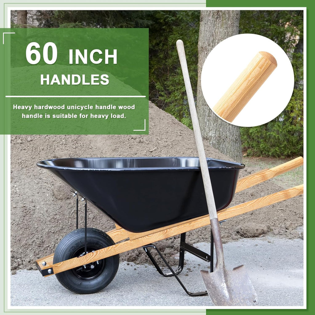 Gisafai 2 Pairs Wood Wheelbarrow Handles 60'' Heavy Duty Hardwood Wheelbarrow Replacement Handles Kit with Tough Seal Coat and Pre Drilled Holes