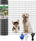 48 in x 50 ft Welded Wire Mesh Fence, 2 in × 3 in 15GA Black PVC Coated Garden Fencing Roll, Dog Barrier for Vegetable Yard, Poultry Netting,Heavy-Duty Border Fencing