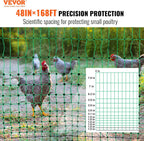 VEVOR Electric Poultry Netting, 48" H x 168' L, PE Net Fencing Kit with Posts & Double-Spiked Stakes, Utility Portable Mesh for Chickens, Ducks, Geese, Rabbits, Used in Backyards, Farms, and Ranches