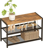 Shoe Rack, 3-Tier Shoe Shelf with Dense Metal Mesh, Durable Industrial Freestanding Shoe Rack for Front Door Entrance, Hallway, Entryway, Living Room, Bathroom (25"Wx11.02"Dx15.75"H Rustic)