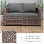 Amopatio Patio Loveseat, Outdoor Furniture 2-Seat Wicker Porch Furniture Outdoor Couch Sofa with Water-Resistant Cover & Non-Slip Cushions, Premium Patio Set, Gray