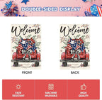 AVOIN colorlife Welcome Patriotic 4th of July Truck Garden Flag 12x18 Inch Double Sided, Rustic Farmhouse Yard Outdoor Decoration