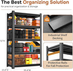 72" H Garage Shelving 5 Tier Shelving Unit, 3500Lbs Adjustable Metal Garage Storage Shelves Heavy Duty for Basement, Warehouse, Kitchen, Pantry (72'H X 35''W X 16''D)