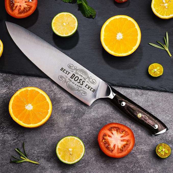 Gifts for Boss Men Christmas, 8" Pro German 1.4116 Stainless Steel Chef Knife, Kitchen Knife Gift for Boss Day Birthday, Boss Gifts for Men Women, Christmas Stocking Stuffers