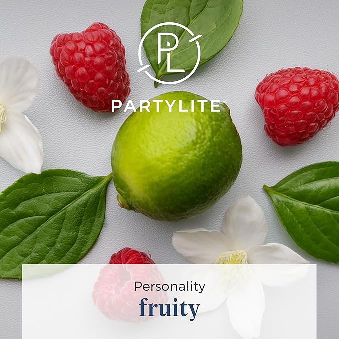 PartyLite 3-Wick Jar Candle, Highly Fragranced Clean Burning Glass Candle, 25-45 Hours Burn Time (Raspberry Lime Breeze)