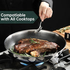 ROYDX New Model Hybrid Nonstick Cookware Set 19-Piece Stainless Steel Pots and Pans Set with Removable Handles, Save Space,Dishwasher and Oven Safe, Induction Ready, Compatible with All Cooktops
