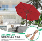 JEAREY 10FT Outdoor Patio Umbrella Outdoor Table Umbrella with Push Button Tilt and Crank, Market Umbrella 8 Sturdy Ribs UV Protection Waterproof for Pool, Garden (Red)