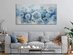 Arjun Flower Wall Art Indigo Blue Dandelion Floral Canvas Painting Watercolor White Textured Modern Artwork Framed for Living Room Bedroom Dinning Room Home Office Wall Decor, Extra Large Size 58"x29"