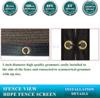 Ifenceview 6'x1' to 6'x100' Brown Shade Cloth Panels Fence Privacy Screen Fabric Mesh Net for Construction Site Yard Driveway Garden Railing Pool Balcony Canopy Awning 160 GSM (6' x 65')