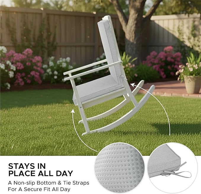 Outdoor Chair Cushions 20x20, Water-Resistant & Fade-Resistant, Patio Furniture Lawn Dining Chair Seat Replacement with High Back, Ties Zipper, Removable Cover, Set of 4, Light Grey