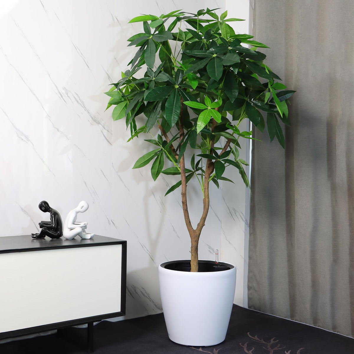 Dexceder 18x17 Self Watering Planter with Wheels (White Matte)