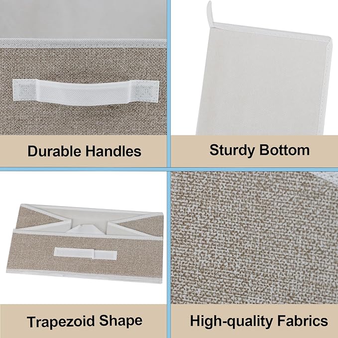 6 Pack Closet Storage Bins for Shelves, Shelf Baskets for Organization,Closet Organizers and Storage,Trapezoid Storage Bin Closet Shelf Organizer for Clothes,Toys,Towel,Book,Baby Clothing (6PC-Coffee)