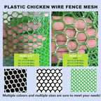 Upgraded Plastic Chicken Wire Fence Mesh 0.7in Poultry Animal Barrier Fence Garden Netting for Farm Poultry Chicken Netting Width 3.3ft(Size:33'L x 3.3'W Roll,Color:Black)