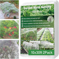 2Pack 10x30ft Garden Netting Mesh Barrier, Ultra Fine Mosquito Net for Patio,Garden Netting for Raised Beds,Fruit Tree Netting for Garden Protection Blueberry Bush Netting Cover