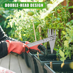 Dual Headed Hoe Garden Tool, Adjustable Long Handle Weed Puller, Stainless Steel Hoe Cultivator and Weed Rake Gardening Tool, for Gardening Planting, Weeding, Digging, Loosening Soil