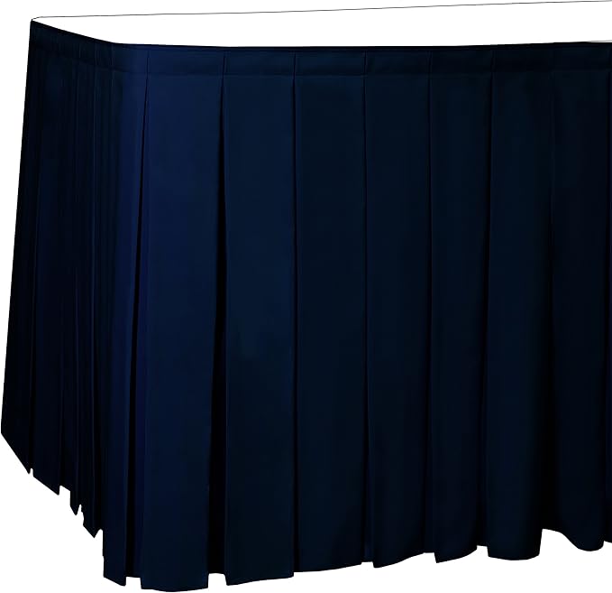 Ultimate Textile Pleat Polyester Fabric Table Skirt - Machine Washable Flame Resistant with Clips for Events, Weddings & Trade Shows, Cut & Sewn in Paterson, NJ - Deep Royal, 17' Box Pleat