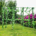 118'' L x 79'' W x 90.5'' H Large Grape Vine Support Arch Arbour Gazebo Trellis Rack Pergola Plastic-coated Metal Large Cane Frame For Vineyard Outdoor Patio Lawn Yard Garden Decoration Green