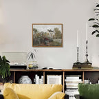 Floating Framed Vintage Monet Canvas Wall Art, Classical Rustic Farmhouse Landscape Wall Decor Paintings, Natural Floral Artwork Pictures Posters Prints for Living Room Bedroom 8x10 inch