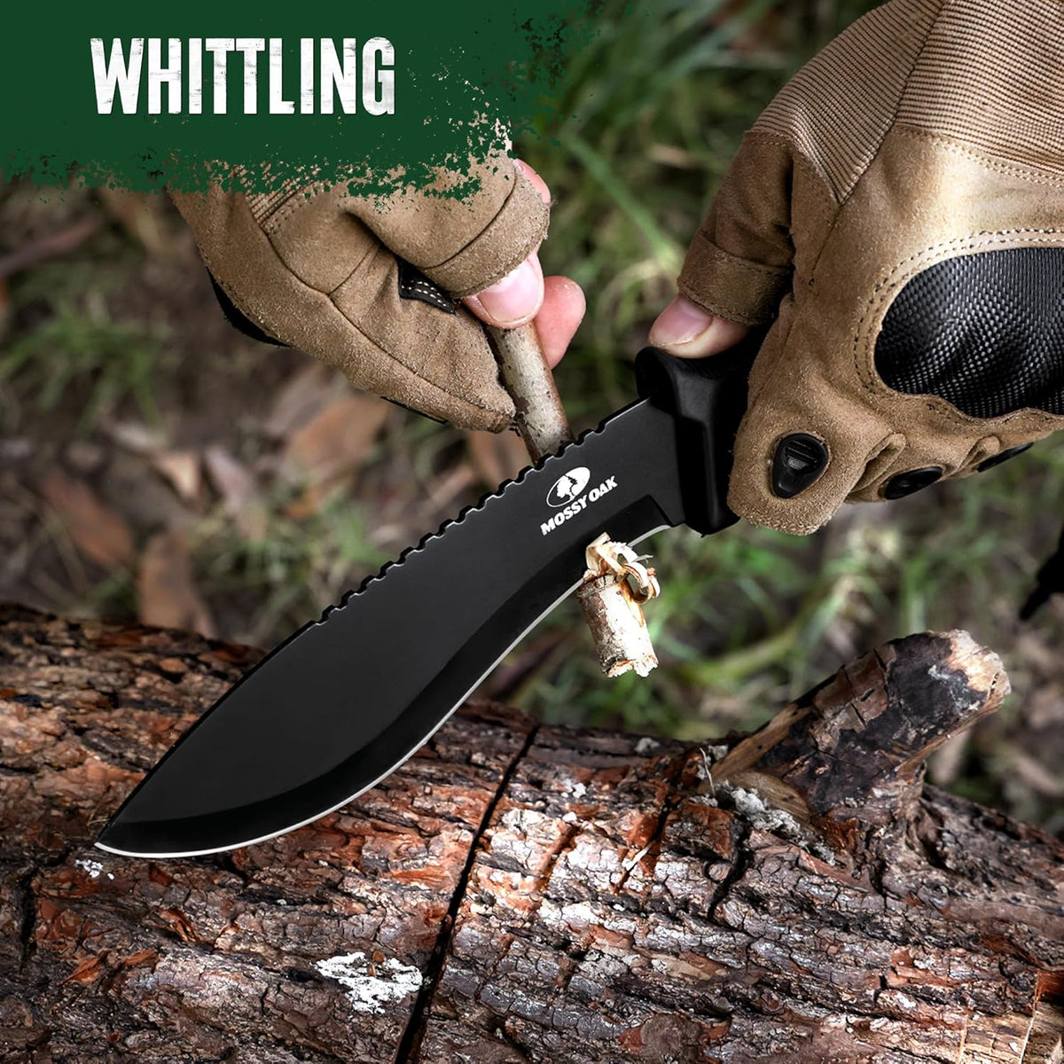 Mossy Oak 11.5'' Machete for Yard Work, Survival Kukri Machete Knife with Sheath, EDC Gear, Ergonomic Anti-Slip Handle, Stainless Steel Machetes for Cutting Trees, Gardening, Bushcraft and Hunting