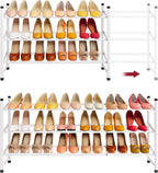 Tajsoon Expandable Shoe Rack for Closet 3 Tier, 28“-41“Adjustable & Stackable Shoe Shelf Storage, Metal Shoe Rack Organizer for Front Door Entrance, Closet, Garage, Entryway, White