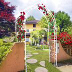 Metal Garden Arch 98.4" H Garden Arbor Trellis Climbing Plants Support Rose Arch Outdoor Lawn Wedding Party Events Archway Off White