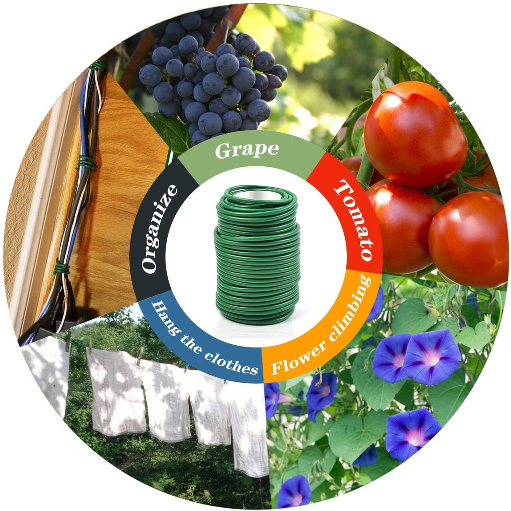 Decoroca Soft Plant Ties for Support - 65.6' Reusable Waterproof Plant Wire, 3.5mm Garden Twist, for Indoor & Outdoor Plants and Home Organizing（1pc/Green）
