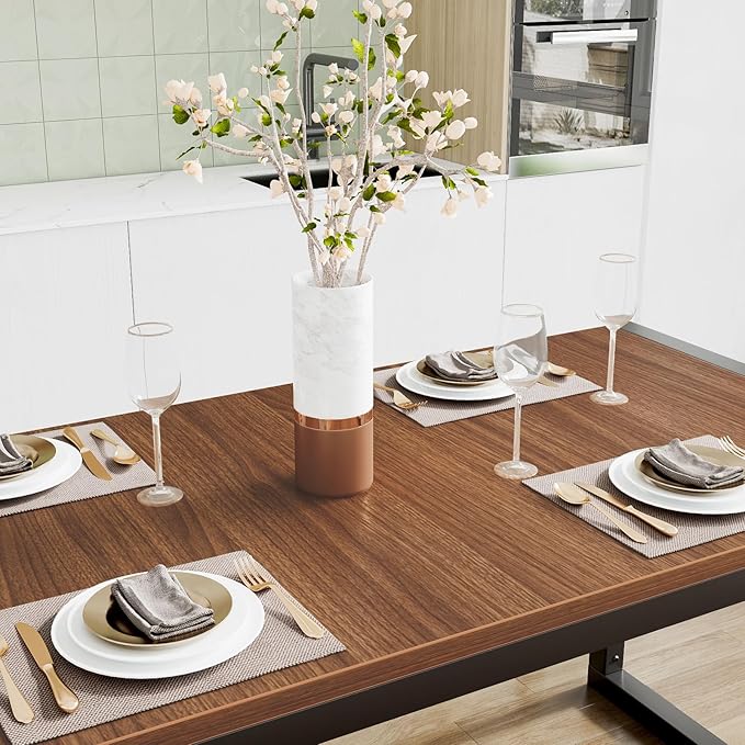 SHA CERLIN Kitchen Dining Table Set for 4 with Benches, Rustic Small Space Saving Dinette, Heavy Duty Metal Frame