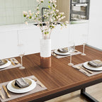 SHA CERLIN Kitchen Dining Table Set for 4 with Benches, Rustic Small Space Saving Dinette, Heavy Duty Metal Frame