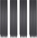 16 Inch Rebar Stakes 20 Pack 1/2 Inch Diameter Heavy Duty Steel Ground Stakes with Chisel Point End Straight Metal Stakes for Ground Concrete Form Landscape Timber and Fence, Black