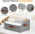 Closet Organizers and Storage, Linen Trapezoid Storage Bins with Handles, Collapsible Shelf Organizer for Blanket, Towel, Clothes, Hats, Purse (Gray)