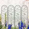 Metal Garden Trellis Rustproof Trellis for Climbing Plants Outdoor Flower Support Bird Deco (Black-4 Pack, 86.7"x19.7")