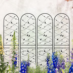 Metal Garden Trellis Rustproof Trellis for Climbing Plants Outdoor Flower Support Bird Deco (Black-4 Pack, 86.7"x19.7")