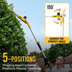 YDlawn 20V Cordless Pole Hedge Trimmer, 15 Ft Reach, 2 x 4.0Ah Batteries