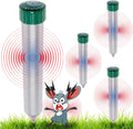 4 Pack Sonic Mole Chaser - Battery Operated Pest Repeller Stake, Scares Away Moles, Voles, Gophers and Rats by Reusable Revolution (Metal & Green)