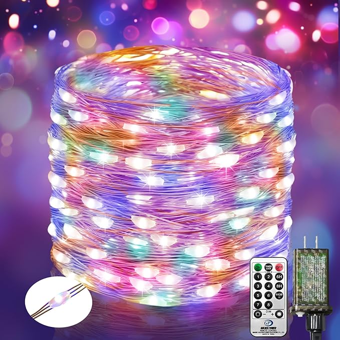 btfarm Fairy Lights Plug in with Remote, 66FT 200 LED Outdoor Twinkle Lights Waterproof with Timer, 8 Modes Indoor String Lights for Bedroom Patio Garden Wedding Christmas Decoration, Multicolor