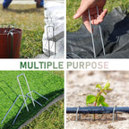 500 Pack Landscape Staples 6 Inches 11 Gauge Stakes, Galvanized Garden Stakes U-Shaped Pins and Landscaping Staples for Sod Anchoring Landscape Fabric Irrigation Tubing, sliver