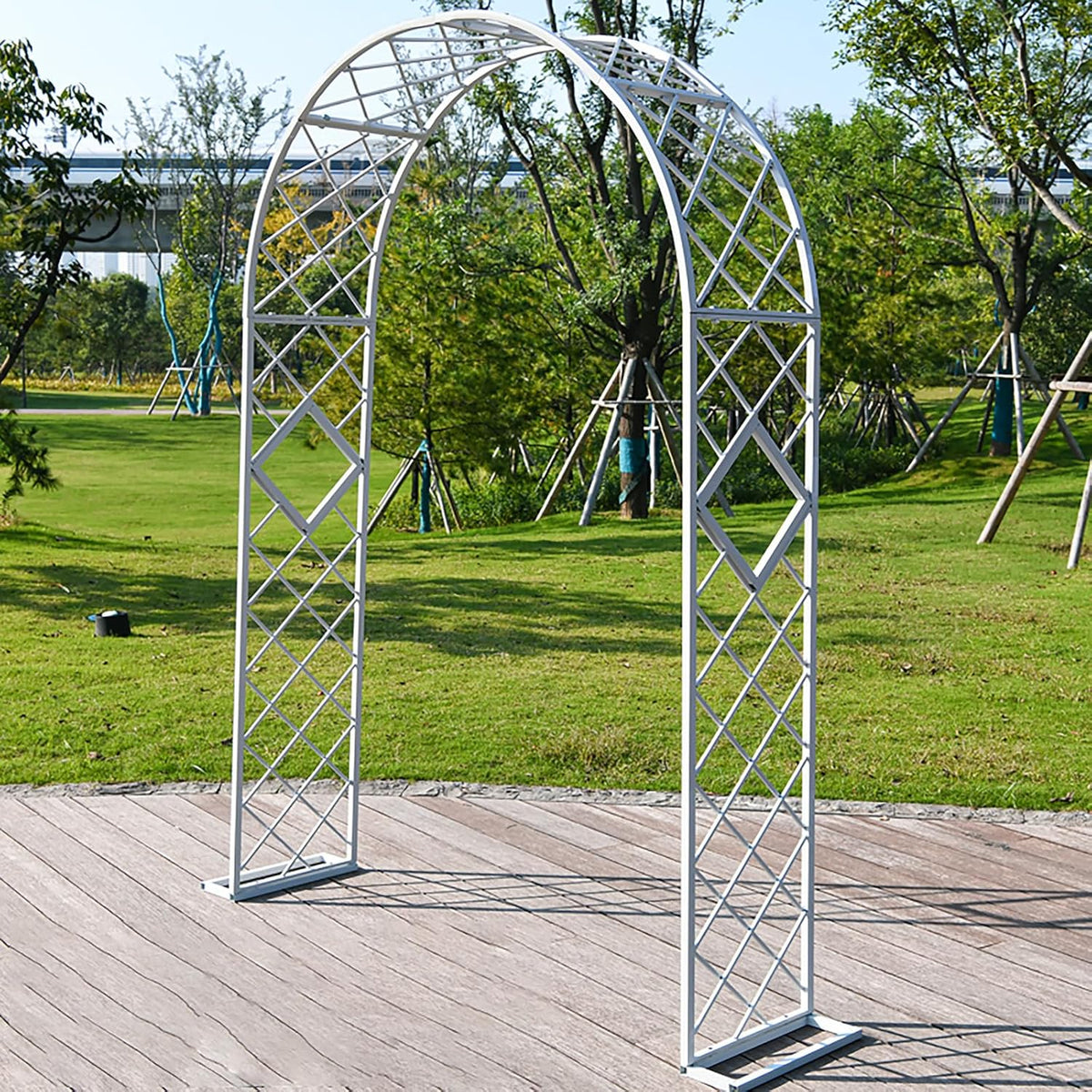 Heavy Duty Garden Arch Trellis, Wide Outdoor Metal Arbor Trellis Arch for Climbing Plants, Sturdy Garden Arbors for Wedding, Ceremony, Party, Lawn Décor White 118.1''*15.7''*90.6''